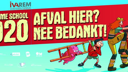 Een schoolpoortbanner voor het project Afvalarme School 2020